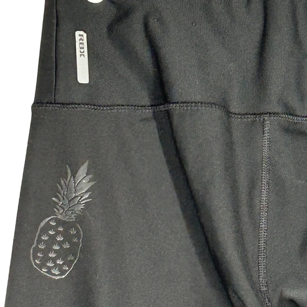 RBX Black Textured Pineapple Print Athletic Leggings‎ Women's Size Medium